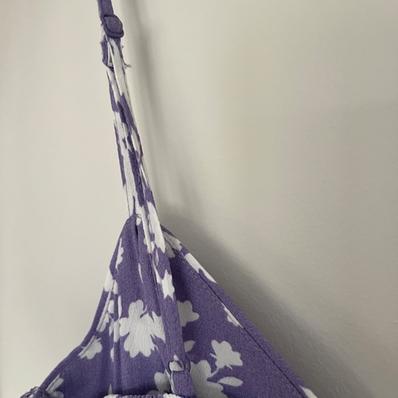 Midi cami dress with slit purple and white flower print - Picture 4 of 11